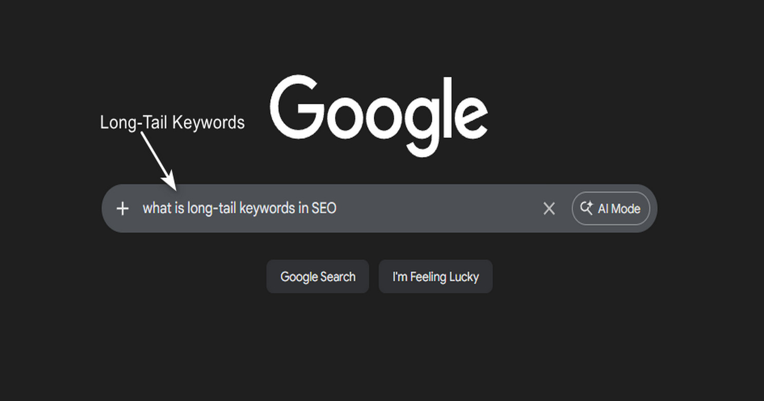 Google search for what is long-tail keyword in SEO showing results