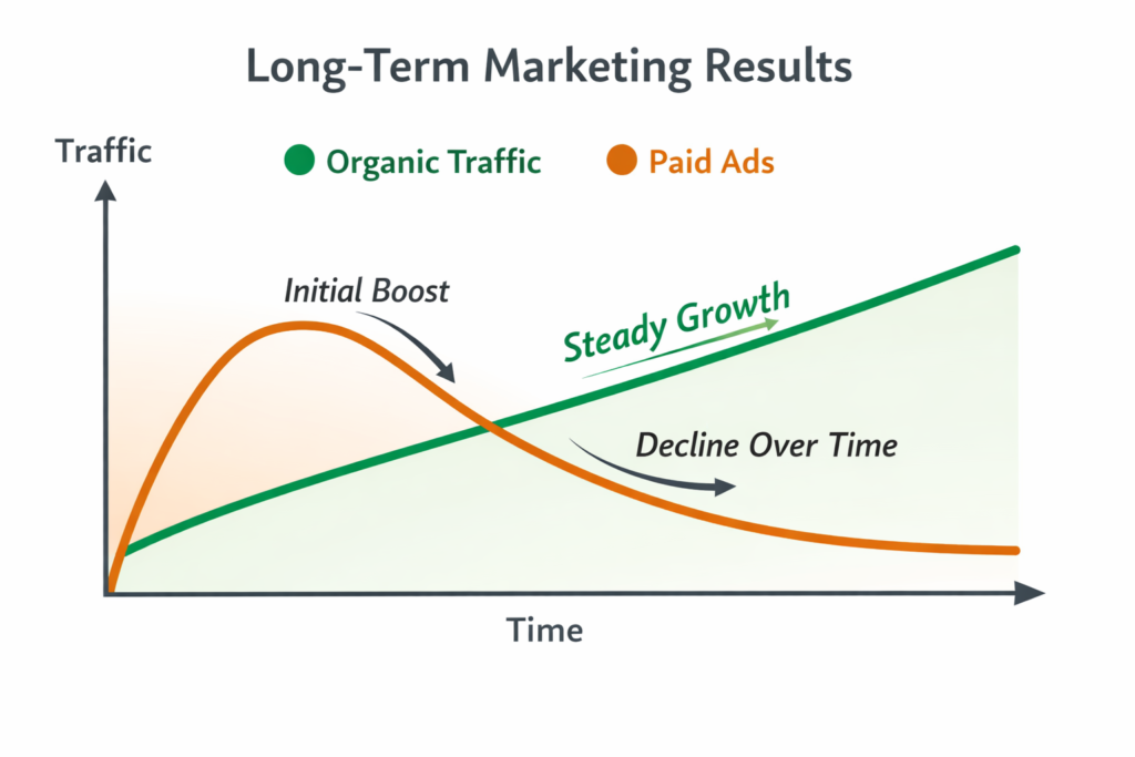 organic graph compare to paid ads